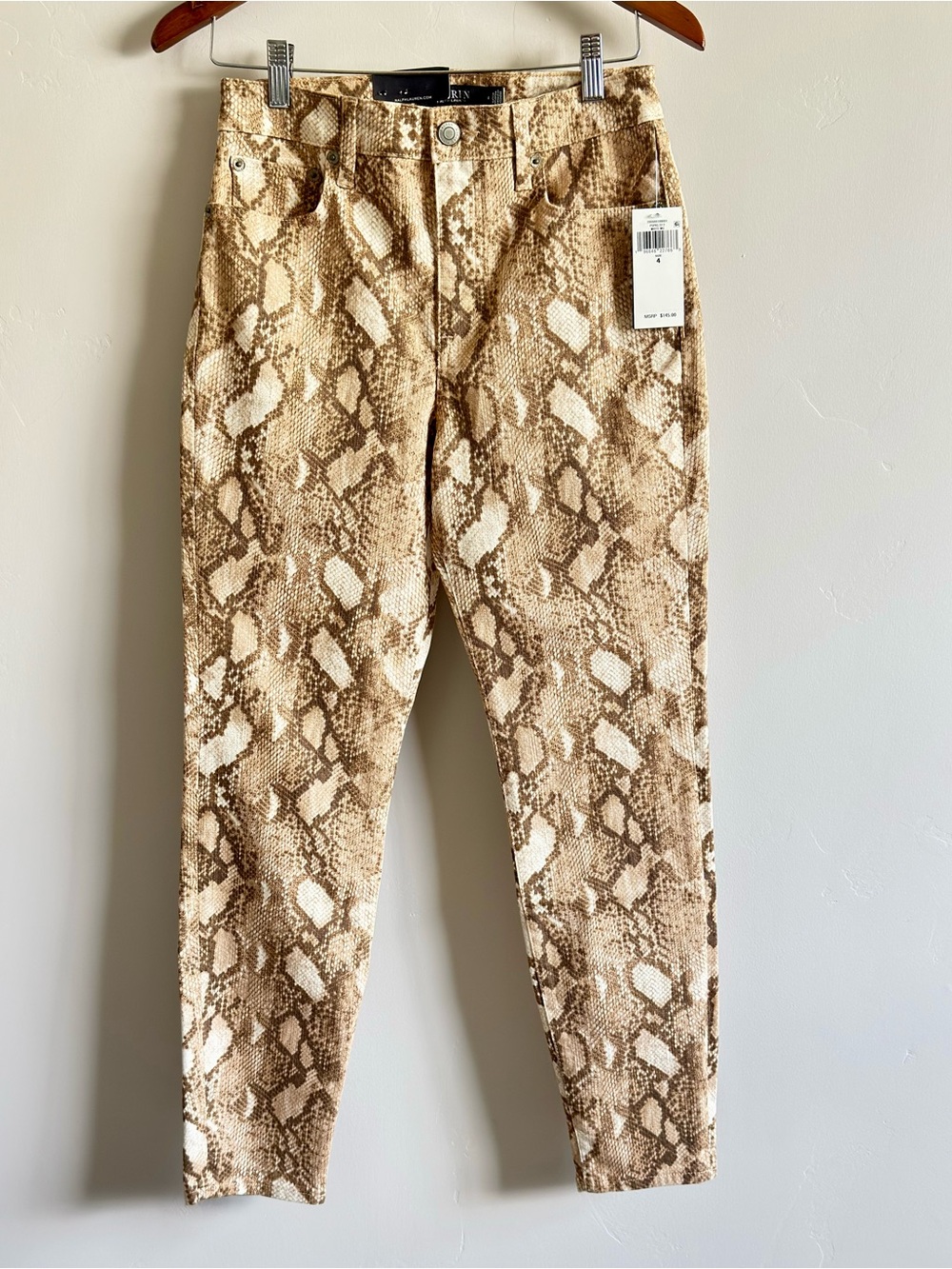 Ralph Lauren Super Stretch Ladies Snake Print Pants, Size 4, NWT